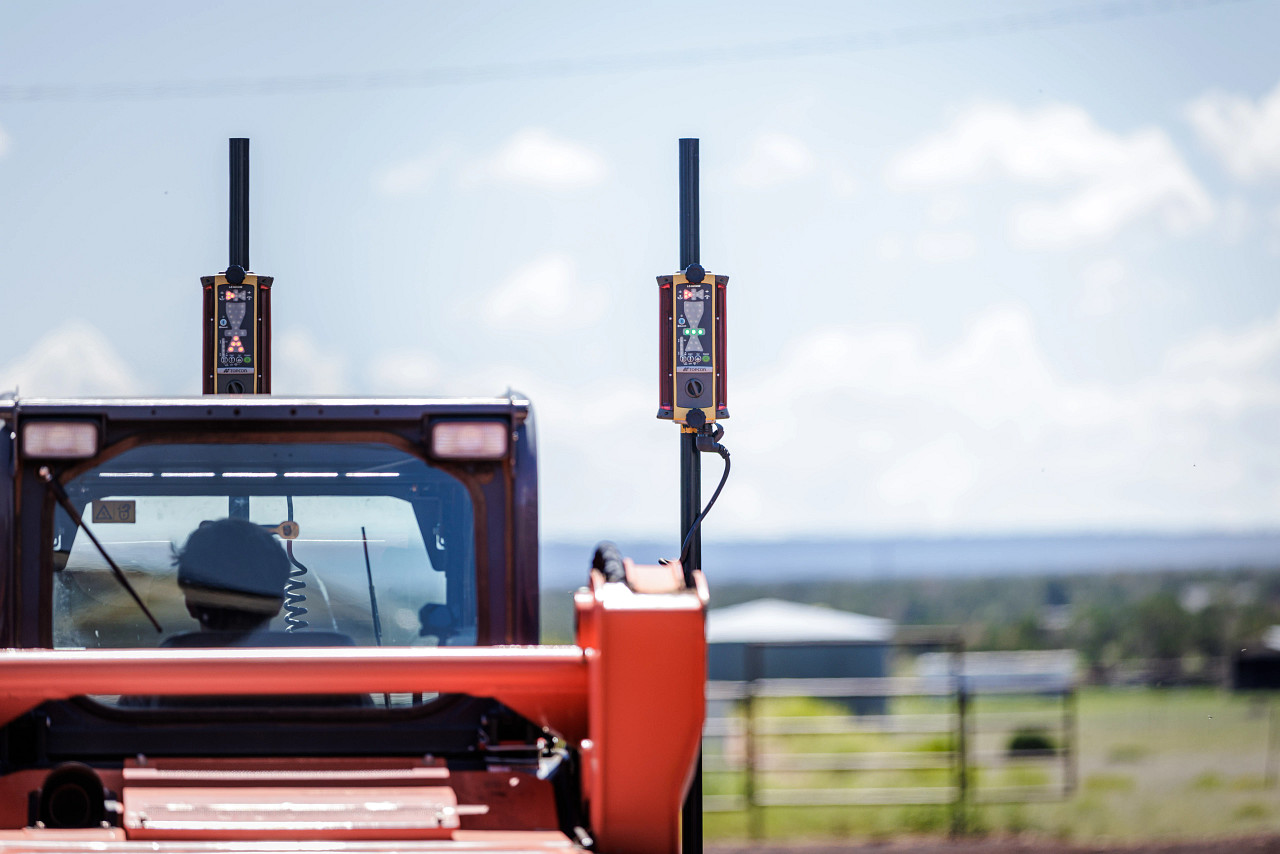 Topcon GPS machine control on excavator — construction positioning systems