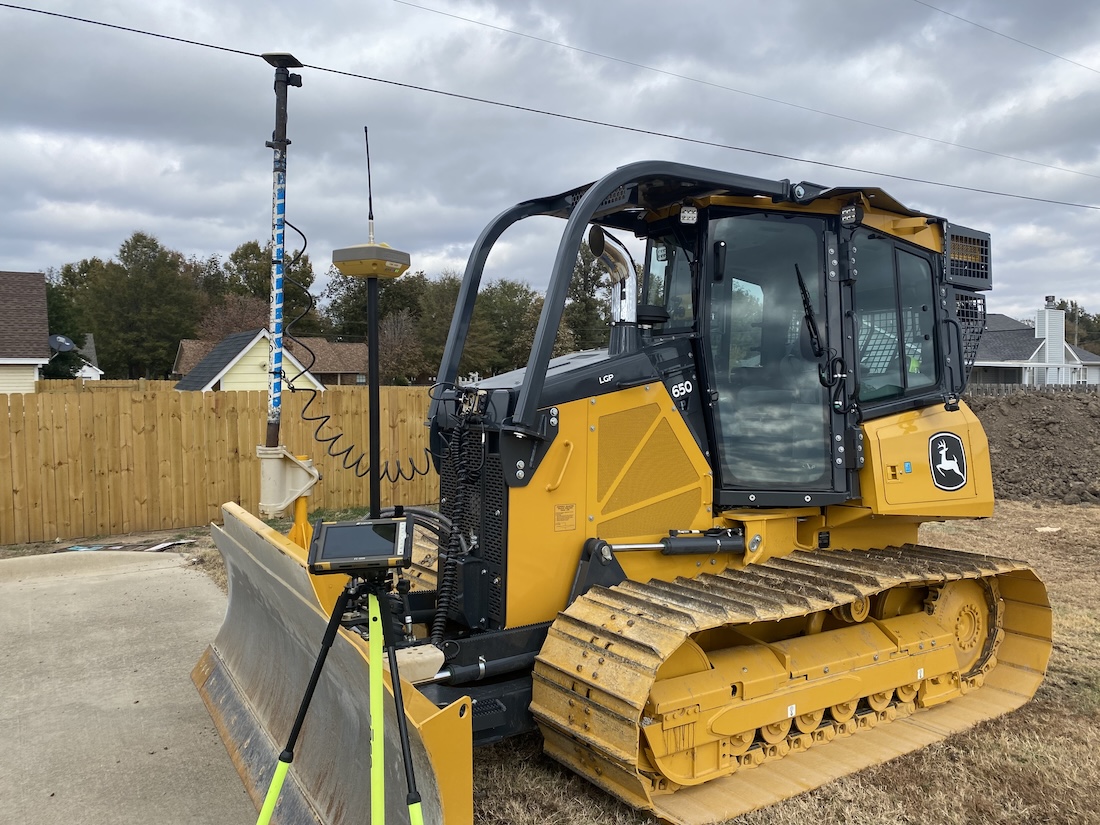 John Deere dozer with Topcon GPS machine control in Poinsett County, AR