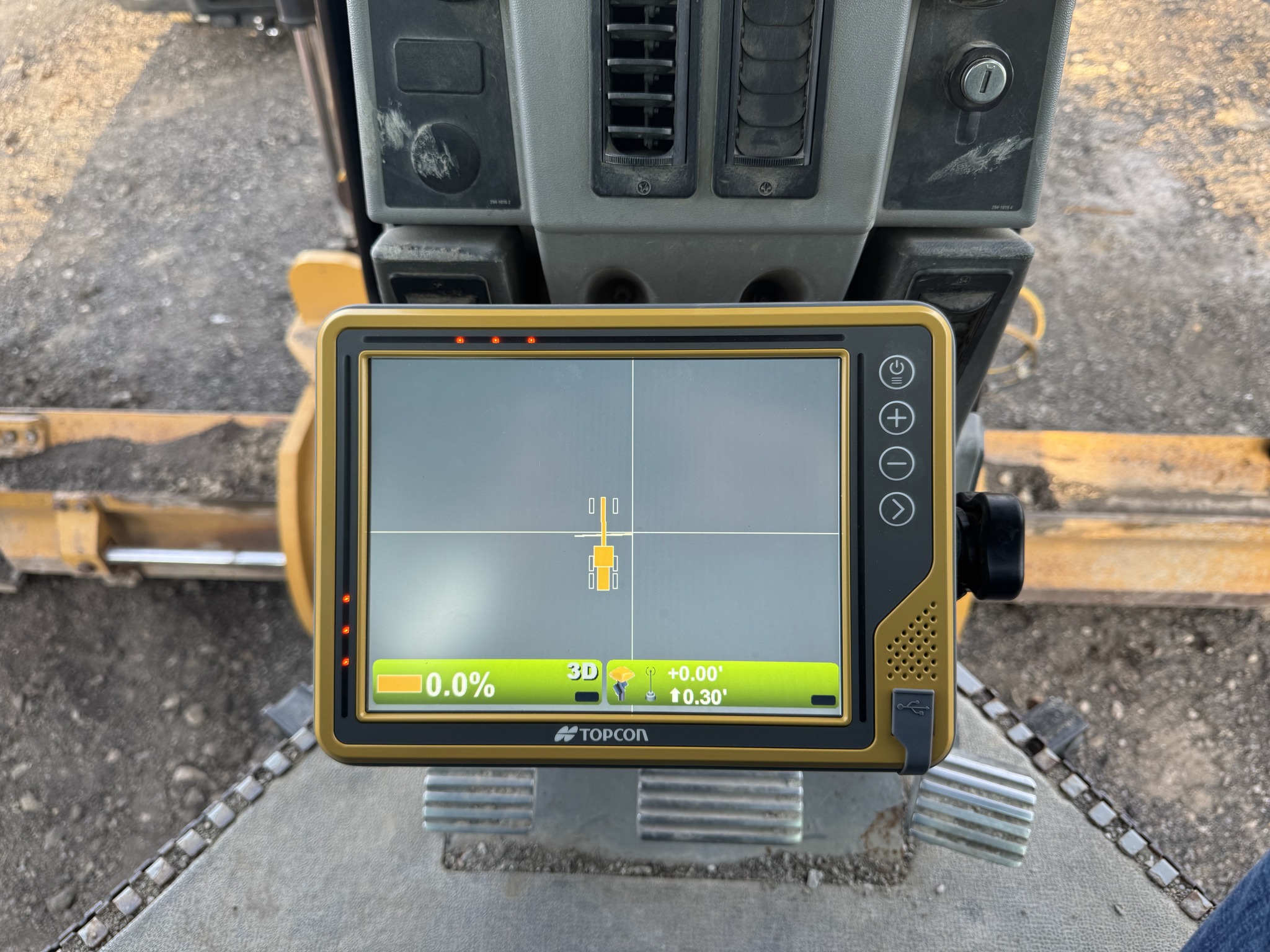 Topcon tractor GPS monitor showing grade and autosteer in Marked Tree, AR