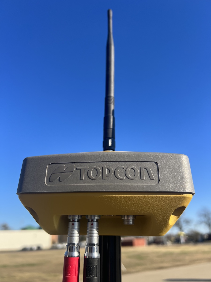 Topcon positioning receiver with GNSS antenna in the field, Marked Tree, AR